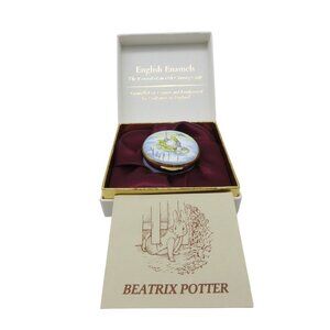 Beatrix Potter JEREMY FISHER Crummles Enamel Trinket Pill Box Vintage With Case